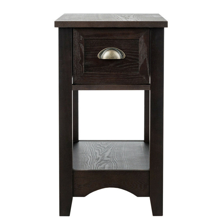 Contemporary Chairside End Table with Drawer and Open Shelf