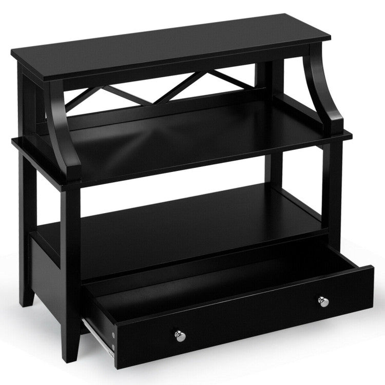 3-Tier Console Table with a Large Slide Drawer and Storage Shelves