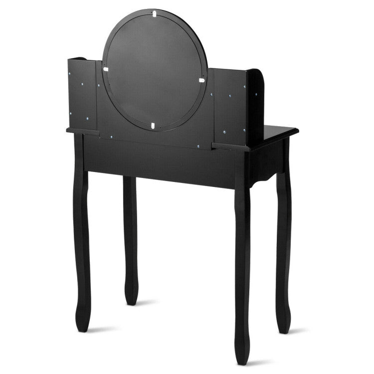 Makeup Vanity Table Set with 360° Pivoted round Mirror