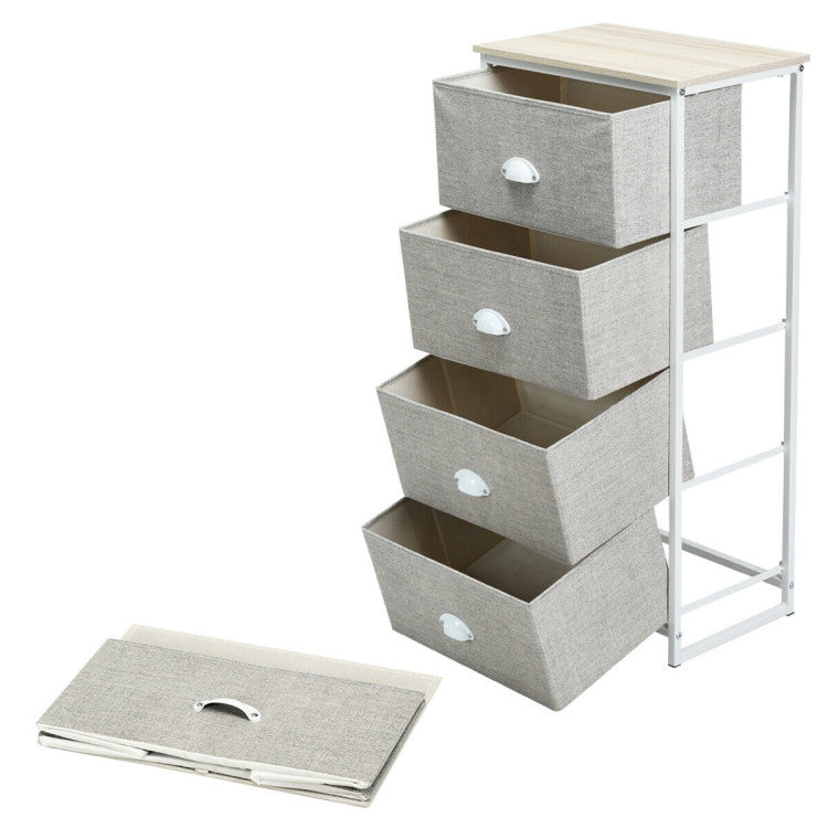 Dresser Storage Tower with Fabric Drawers and Sturdy Steel Frame