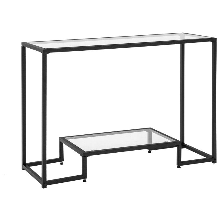 Modern Narrow Console Entryway Table with Storage Lower Shelf