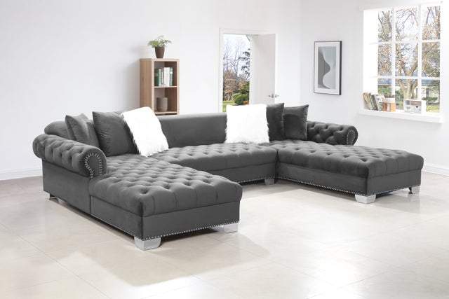 XL London Velvet Sectional - StafforaFurniture