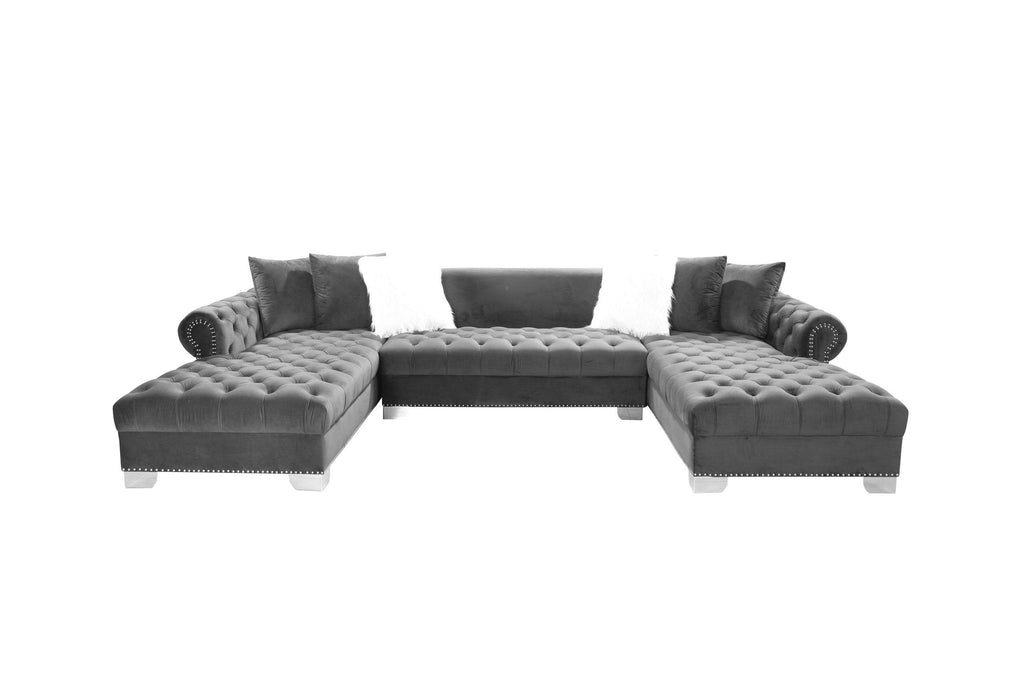 XL London Velvet Sectional - StafforaFurniture