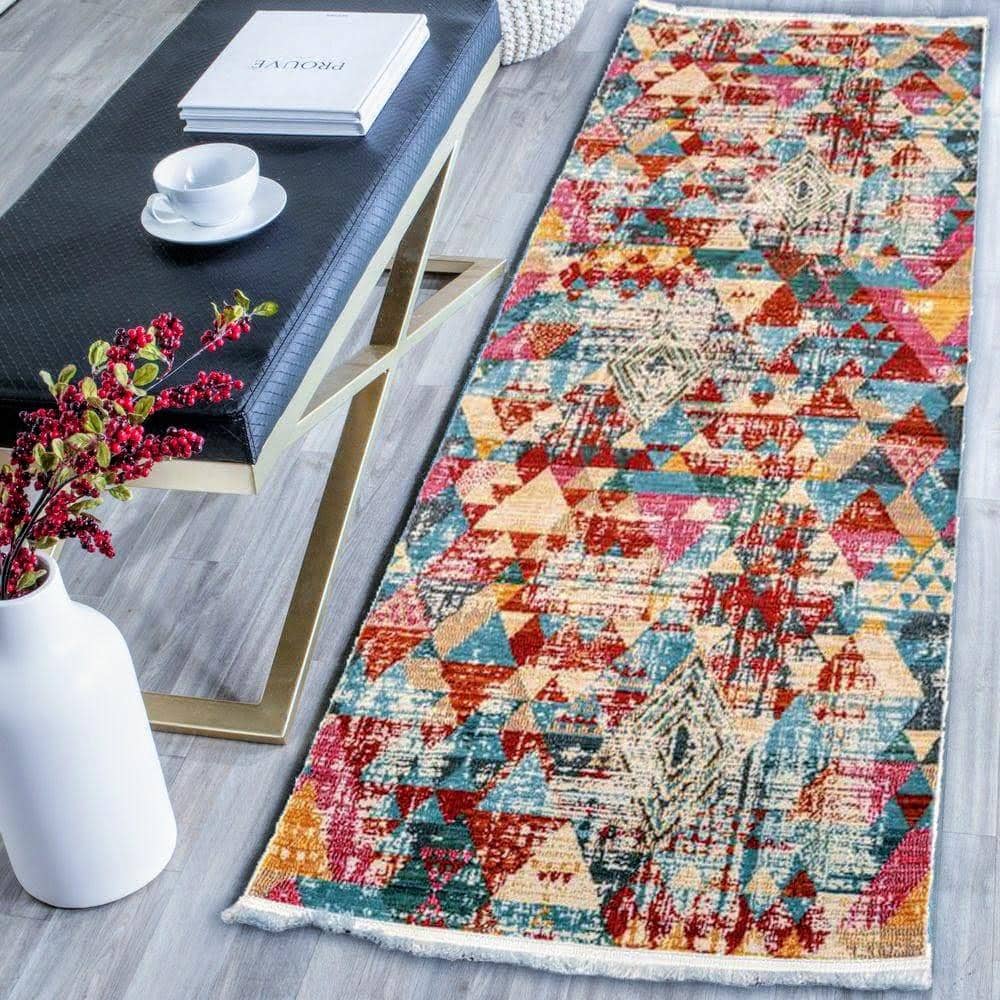 Geometric Vibrant Vintage Area Rug V107A - Context USA - Area Rug by MSRUGS