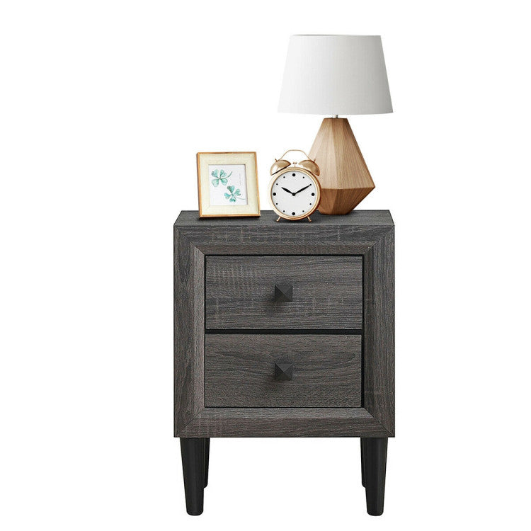 Multipurpose Retro Bedside Nightstand with 2 Drawers