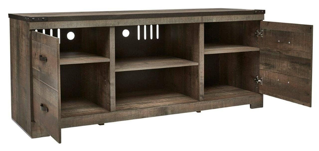 Trinell Brown 4 Piece Entertainment Wall Unit with Fireplace - StafforaFurniture