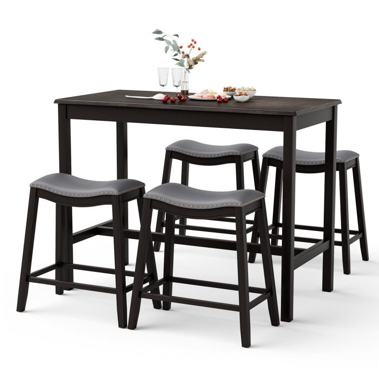 5-Piece Dining Set with 4 Upholstered Stools