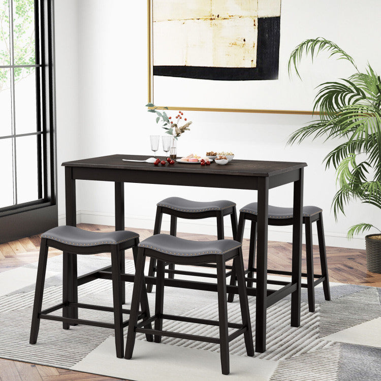 5-Piece Dining Set with 4 Upholstered Stools