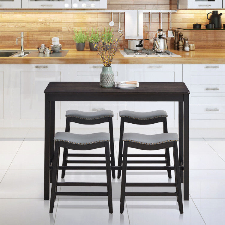 5-Piece Dining Set with 4 Upholstered Stools