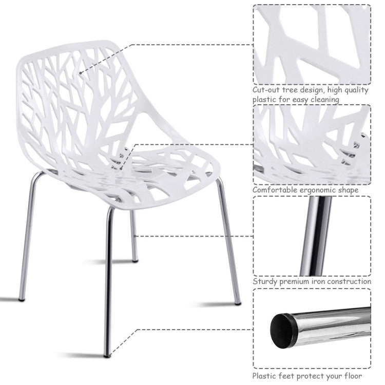 Set of 6 Accent Armless Modern Dining Chairs with Plastic Feet Pads