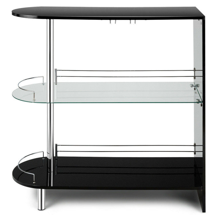 2-Holder Bar Table with Tempered Glass Shelf